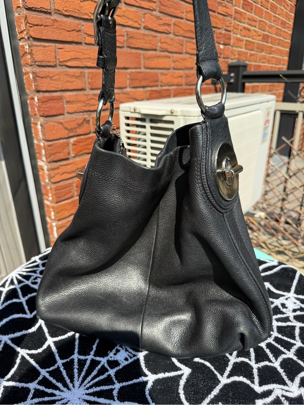 Large Coach Hobo with Metal Turnlock